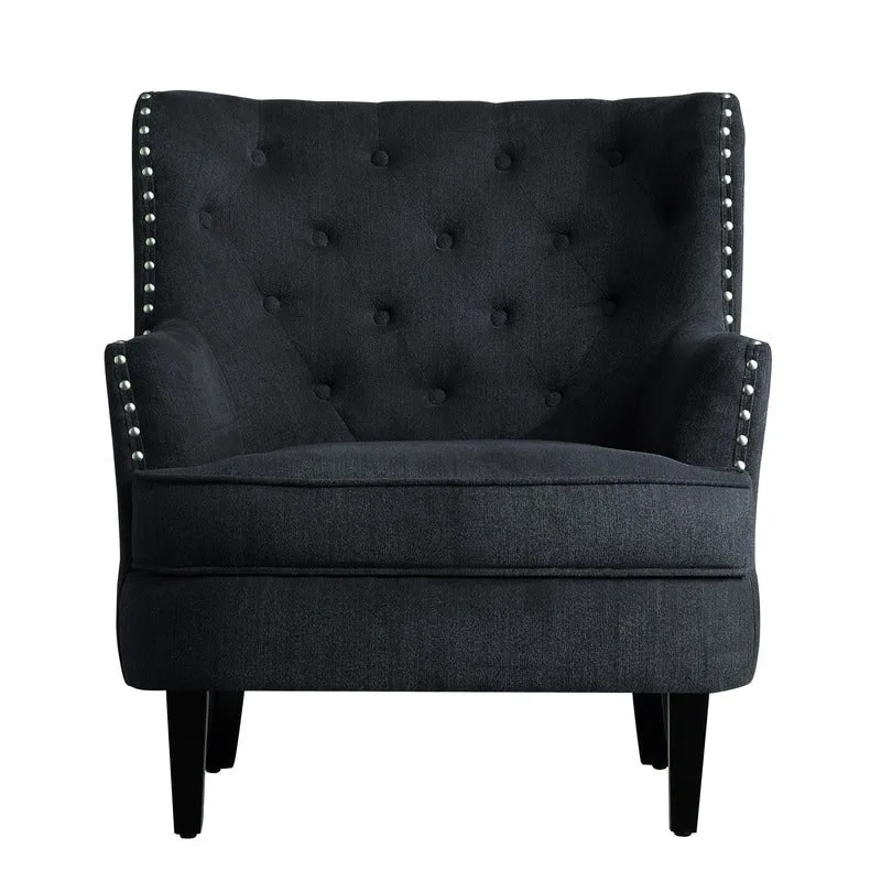 Moser Bay Mignon Velvet / Linen 30 Wide Tufted Wingback Accent Chair