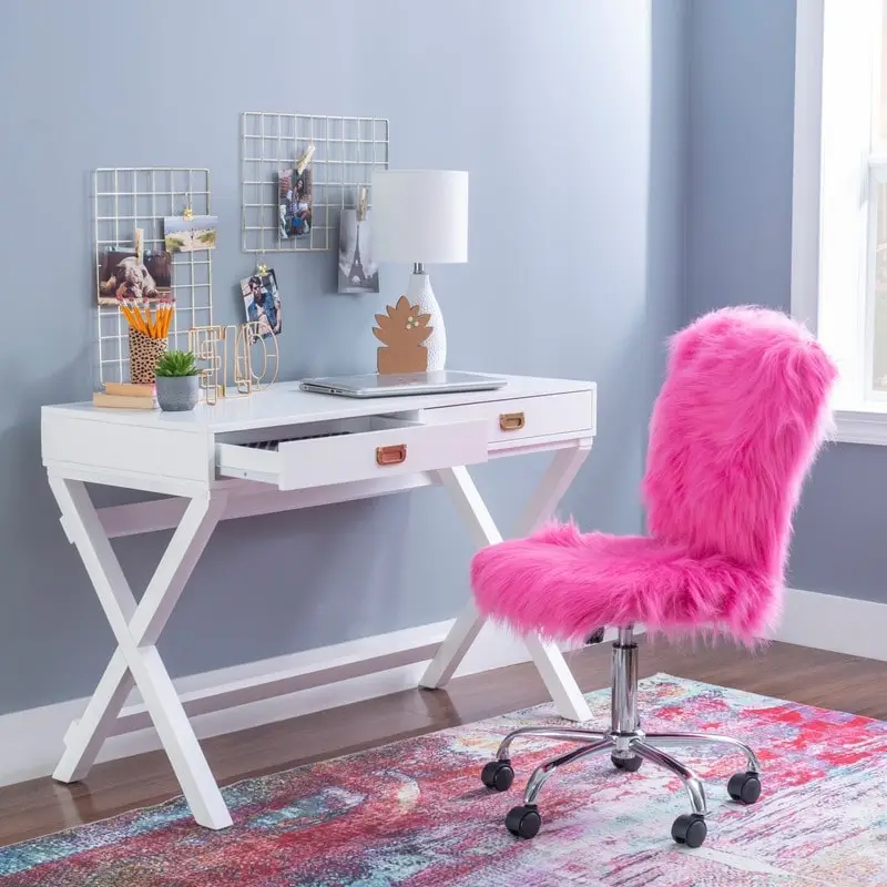Poppy White X-base Writing Desk