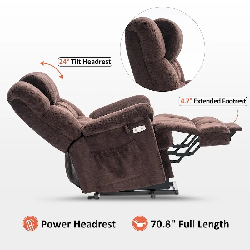 MCombo Power Lift Recliner Chair with Massage, Heat, Adjustable Headrest, Extended Footrest-(PU/Fabric)