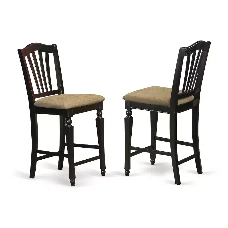 HomeStock 5-Piece Round Black Finish Solid Wood Top Dining table with 4 Chairs