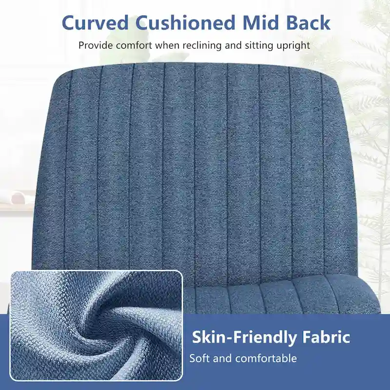 Criss Cross Legged Office, Wide Comfty Desk, Wheels Armless Computer Task, Swivel Vanity Home Chair, Height Adjustable