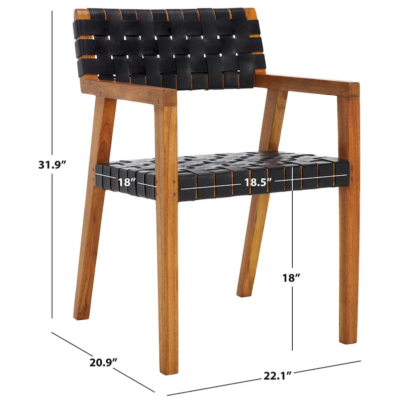 SAFAVIEH Gerda Woven Leather Dining Room Chair - 22.1 W x 20.9 L x 31.9 H - 22Wx21Dx32H