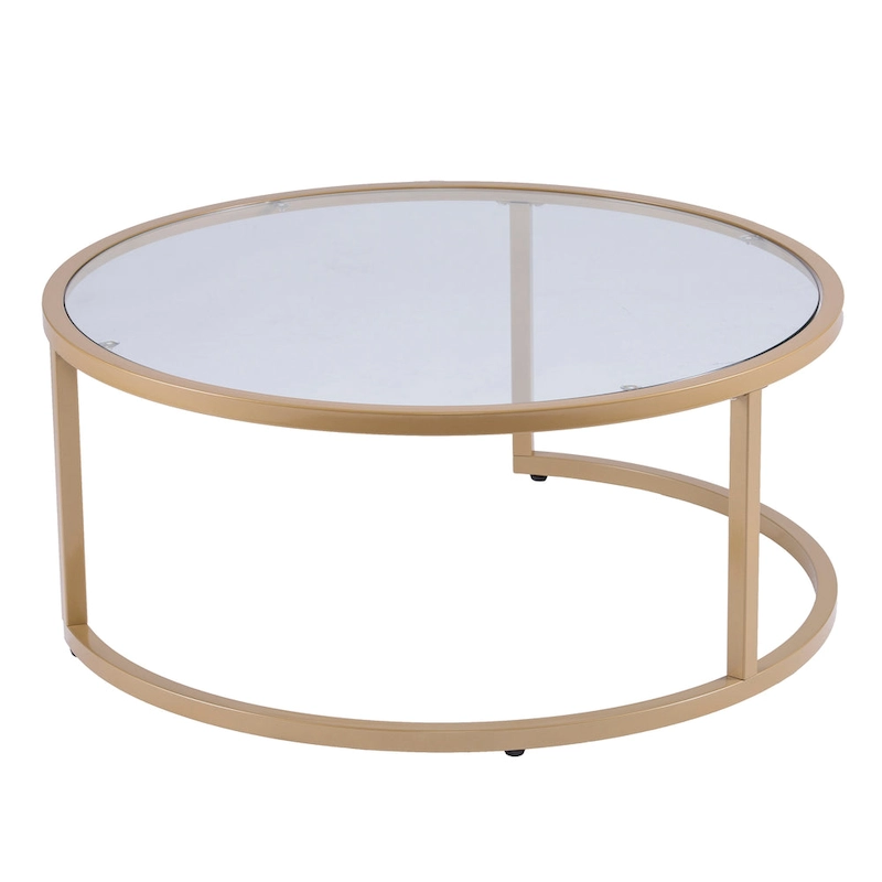 SEI Furniture Grant Round Gold Nesting Coffee Table - Set of 2