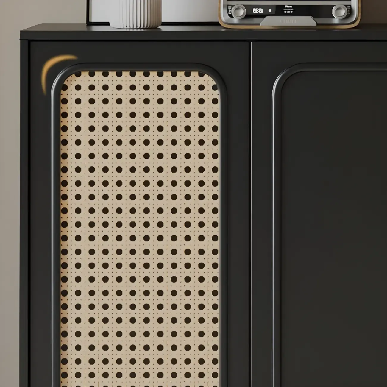 Modern Ink Wood Slab Buffet with Adjustable Shelving