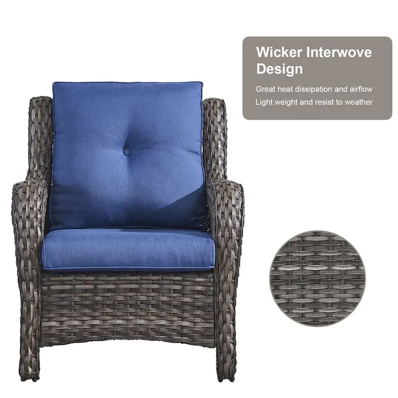 Propane Fire Pit Table Patio Chair Ottoman Sets - Grey