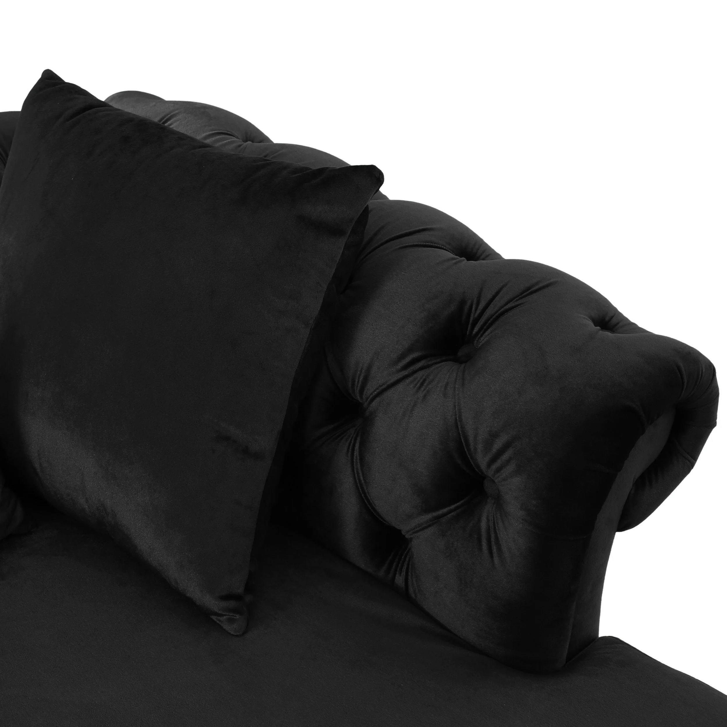 Modern Glam Tufted Velvet Tete-a-Tete Chaise Lounge with Accent Pillows - NH838413