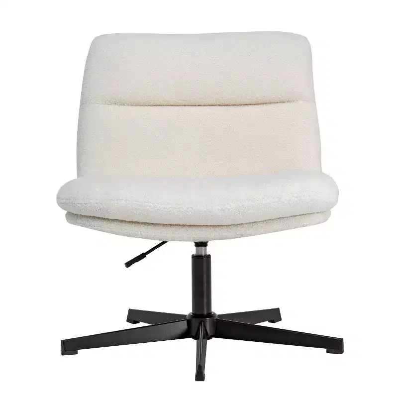 Merrick Lane Mid-Back Height-Adjustable Stationary Armless Swivel Office Chair - Padded Upholstered Wide Back and Seat, Strong Frame