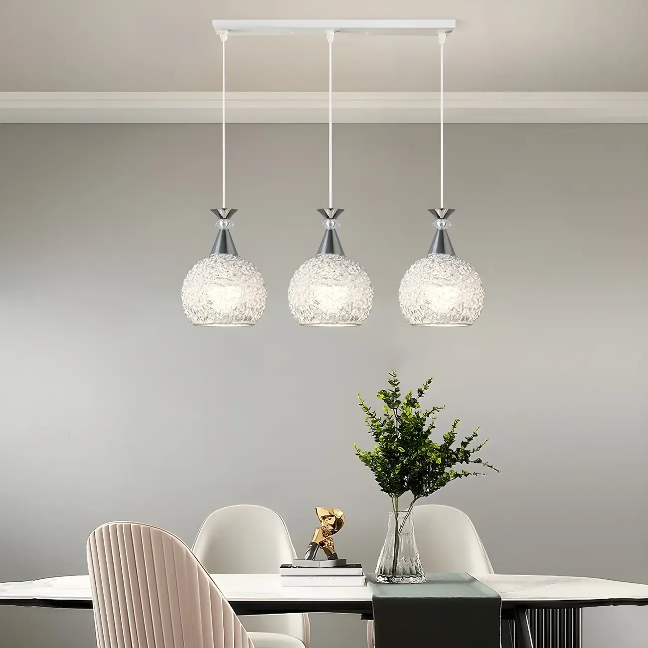 Modern Aluminum Silver Dome Island Pendant Light for Kitchen