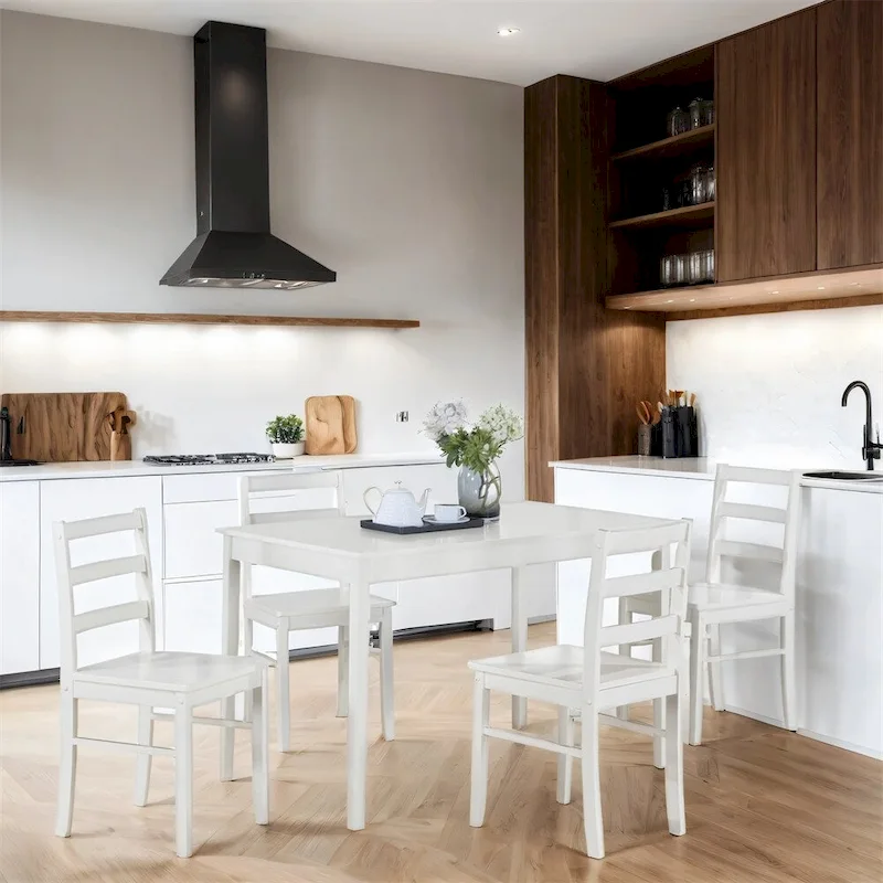 5-Piece 45  Wood Dining Set with Ladder Back and Legs