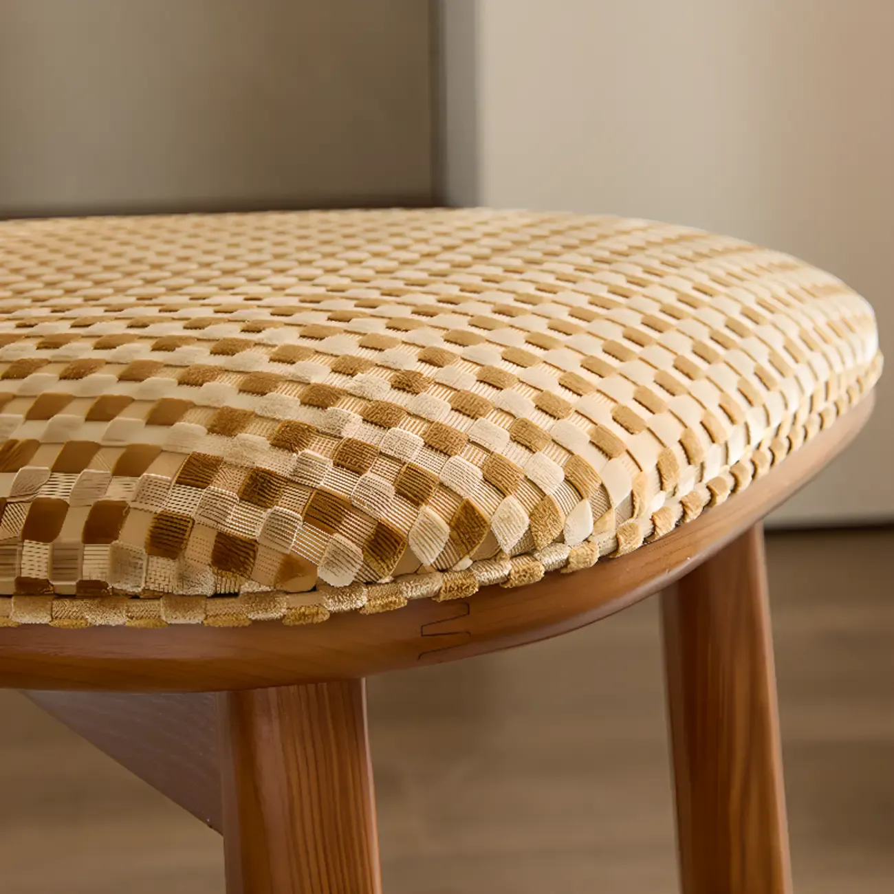 Modern Armless Upholstered Solid Wood Dining Chair