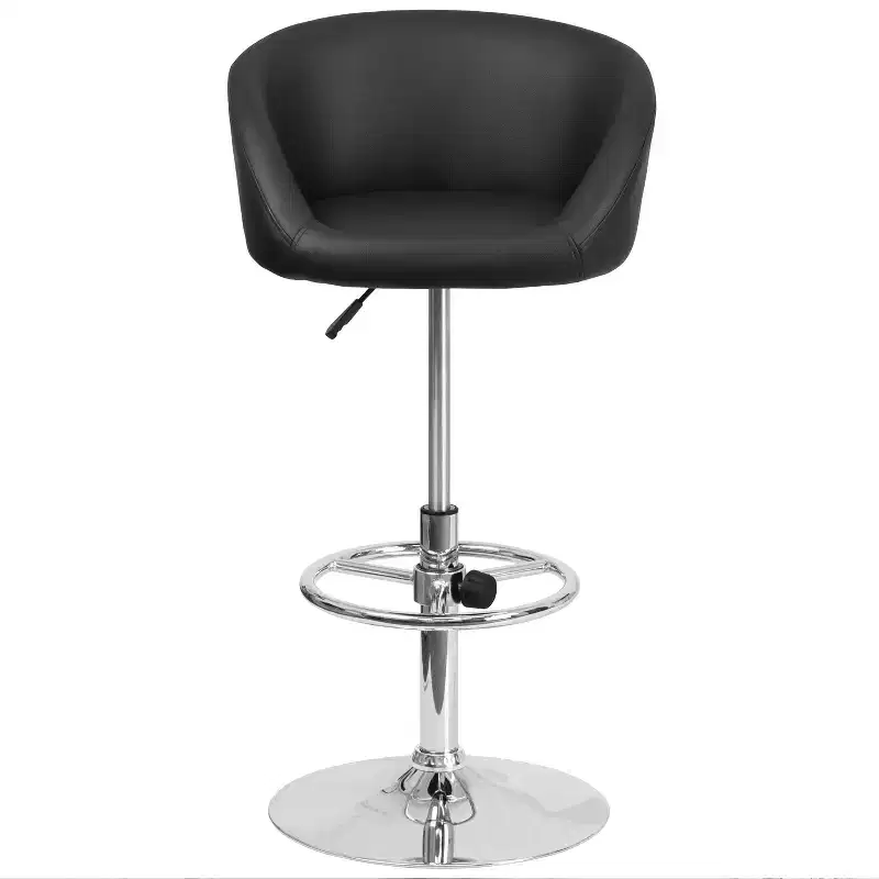 Merrick Lane Bucket Seat Bar and Dining Stool Modern Stool with 360 Swivel, Adjustable Height and Metal Footrest