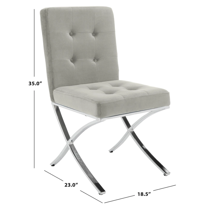 SAFAVIEH Merrilee Glam Black Chrome Tufted Side Chair - 19Wx23Dx35H