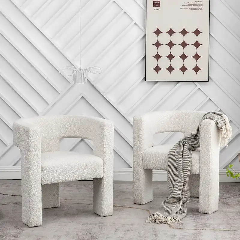 KINWELL 28 Wide Boucle Upholstered Square Armchair (Set of 2)