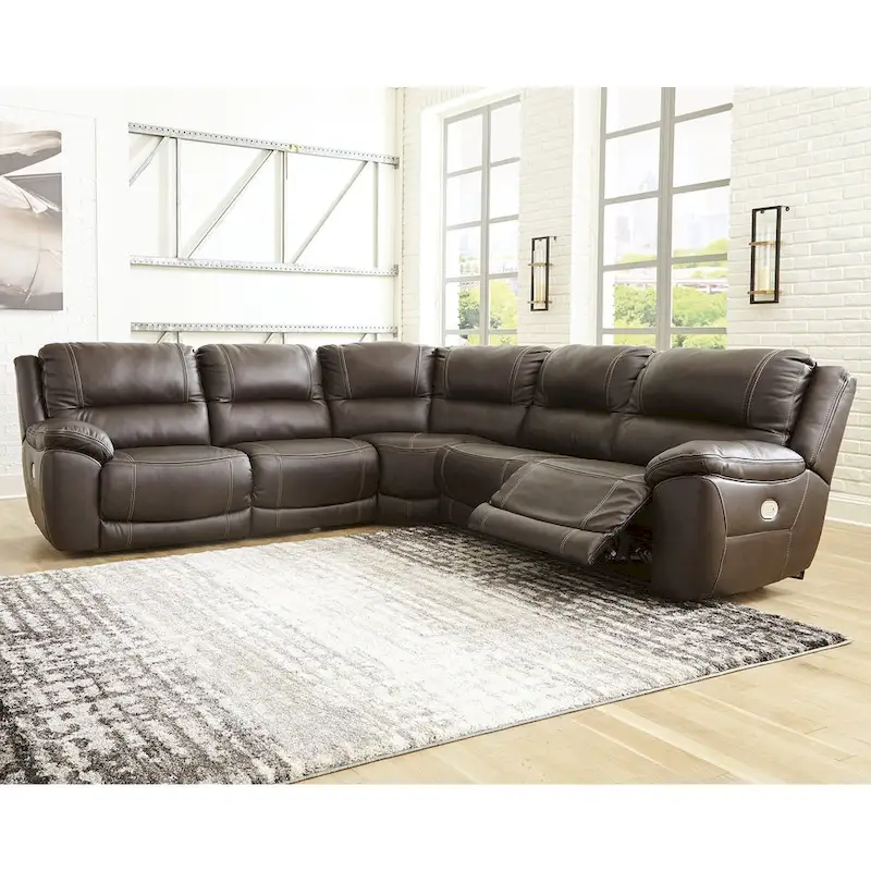 Signature Design by Ashley Dunleith Brown 5-Piece Power Reclining Sectional - 123 W x 123 D x 43 H