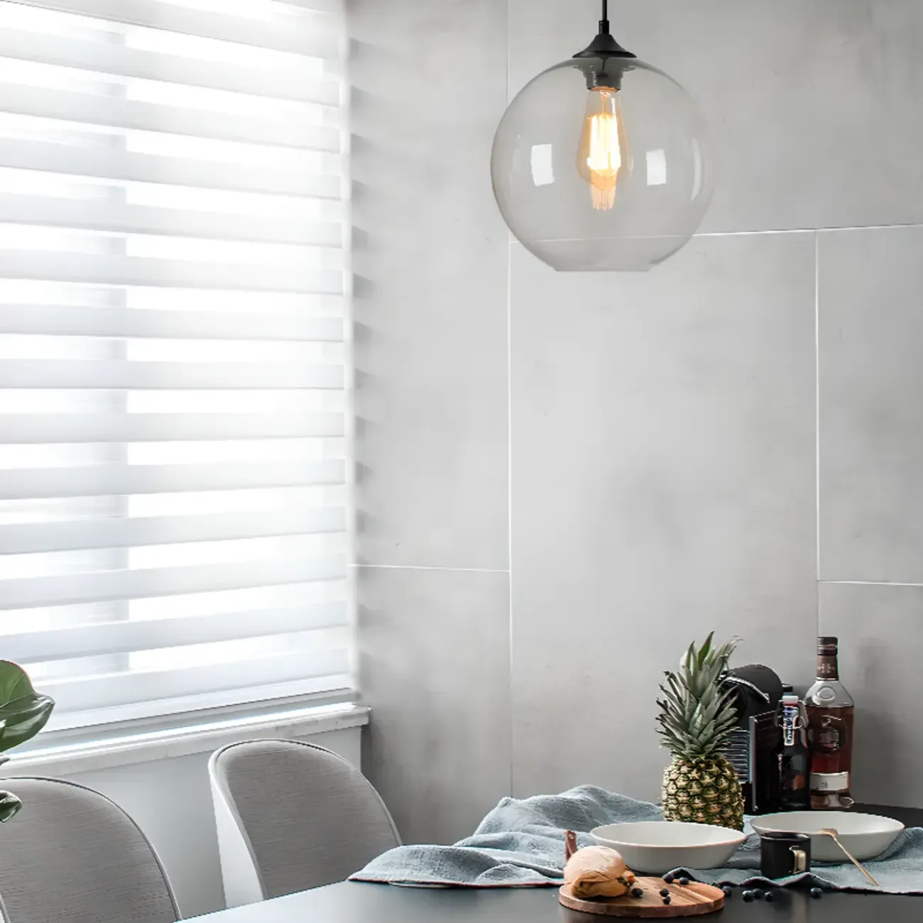 Modern Single Glass Globe Pendant Light for Residential Use