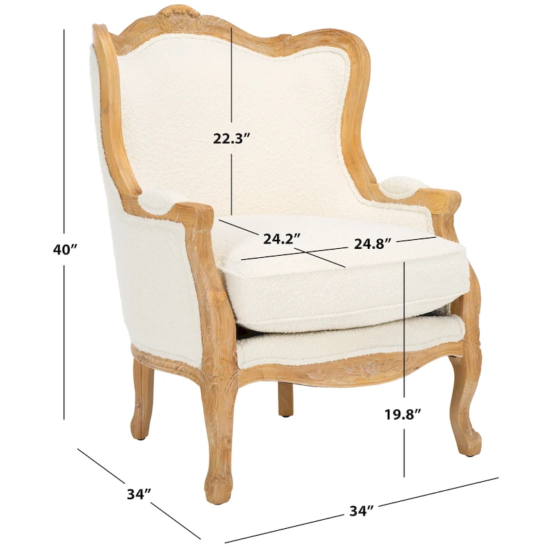SAFAVIEH Couture Kali Oak Natural Linen Wing Chair - 34Wx34Dx40H