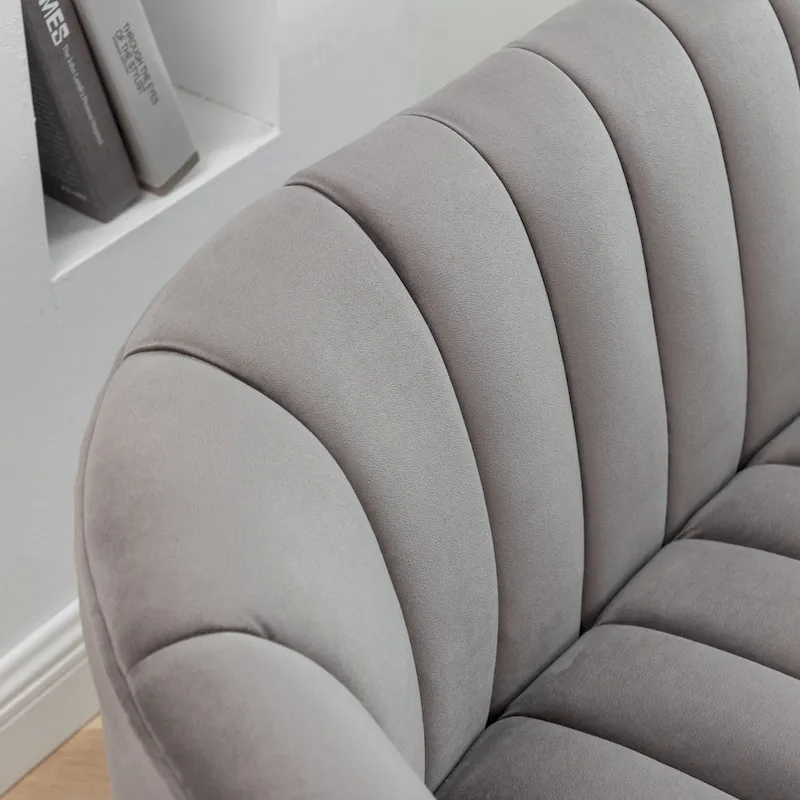 SEYNAR Modern Glam Comfy 50 Metal Legs Curved Sofa 2 Seaters Loveseat with Tufted Back