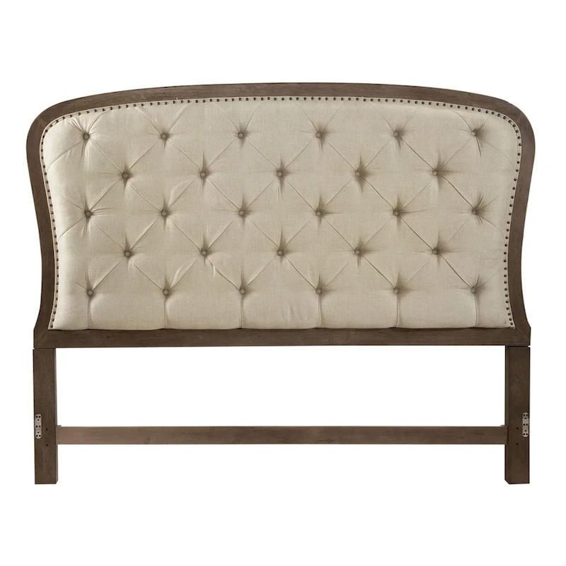 Americana Farmhouse Dusty Taupe Queen Tufted Panel Headboard