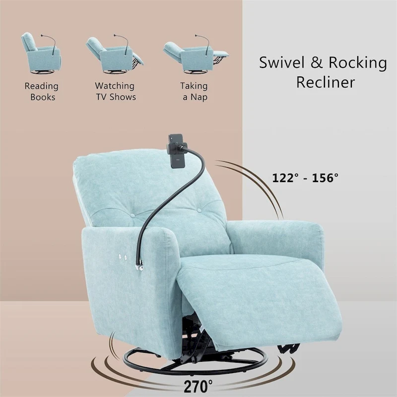 270 Degree Swivel Electric Recliner with a Phone Holder