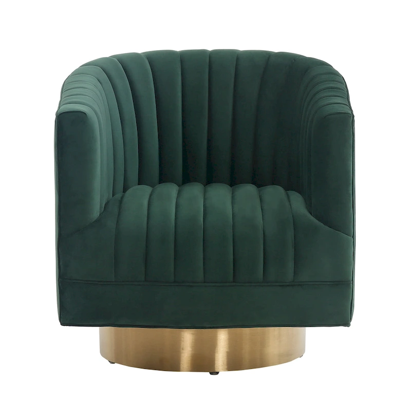 SAFAVIEH Couture Matejka Swivel Channel Tufted Barrel Chair - 28  W x 31  L x 30  H - 28Wx31Dx30H