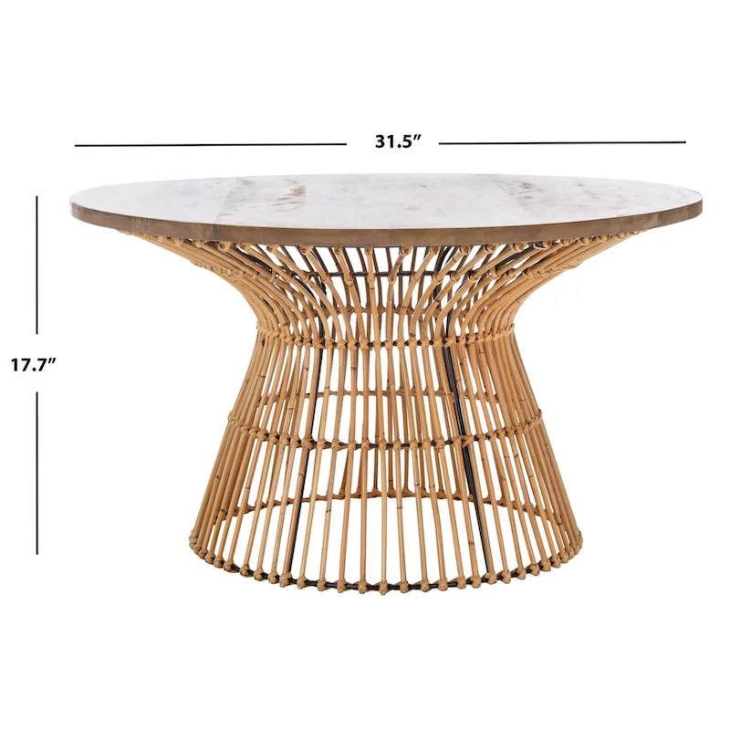 SAFAVIEH Aveline Modern Rattan Round Coffee Table - 31.5 W x 31.5 L x 17.7 H - 32Wx32Dx18H