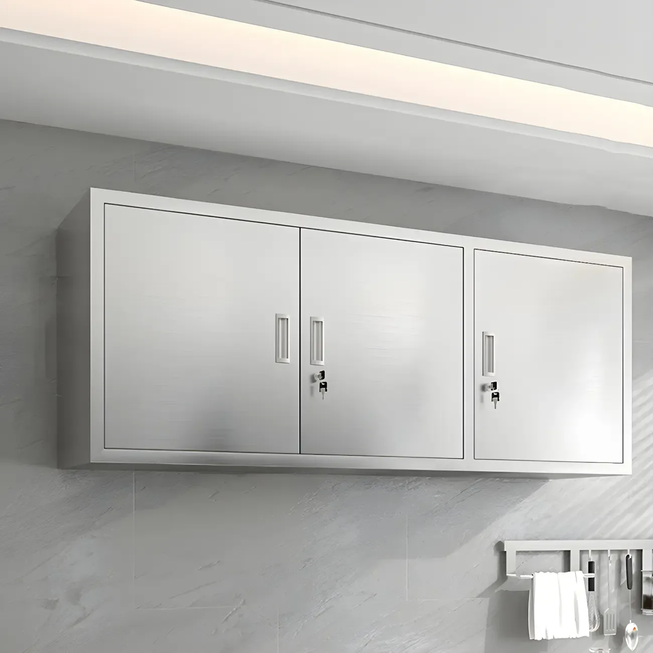 Adjustable Stainless Steel Wall-Mounted China Cabinet