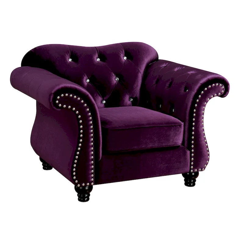 Traditional Fabric Felt Button Tufted Armchair
