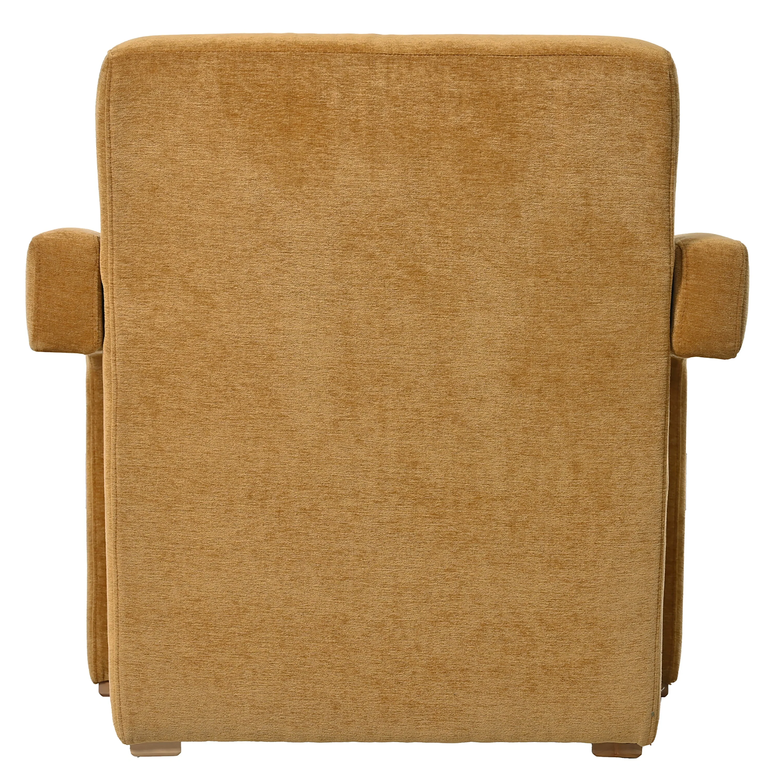 Modern Accent Lounge Chair with Wooden Block Legs and Armrests