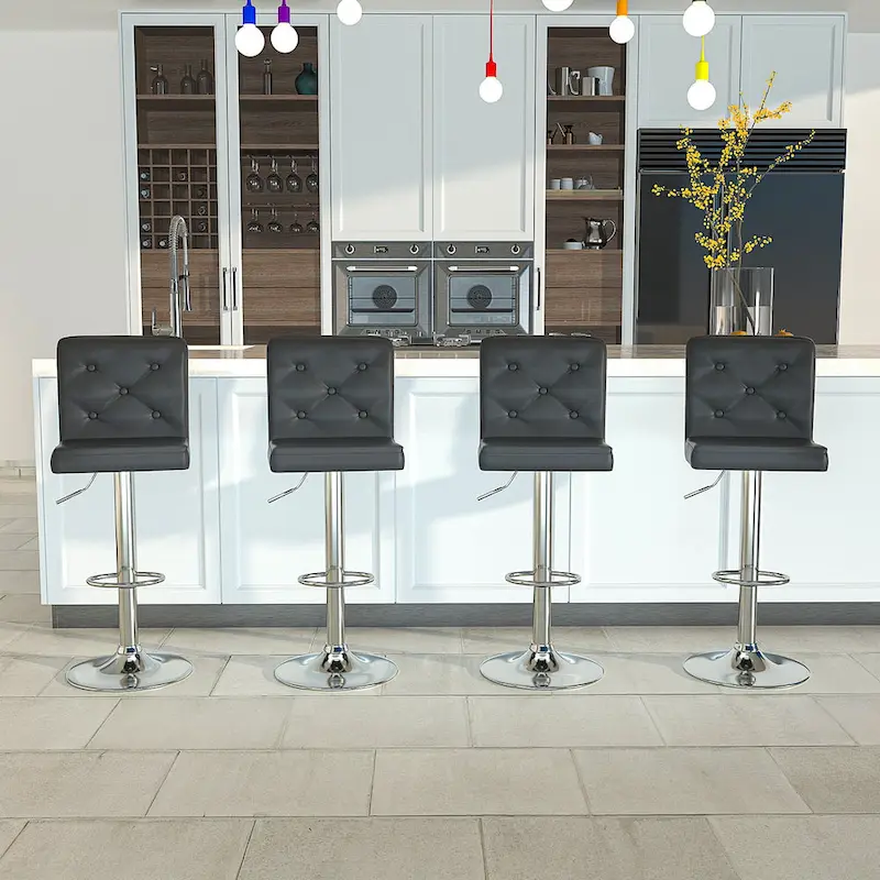 Javlergo Set of 4 Bar Stools Adjustable Swivel Counter Height Barstools with Back