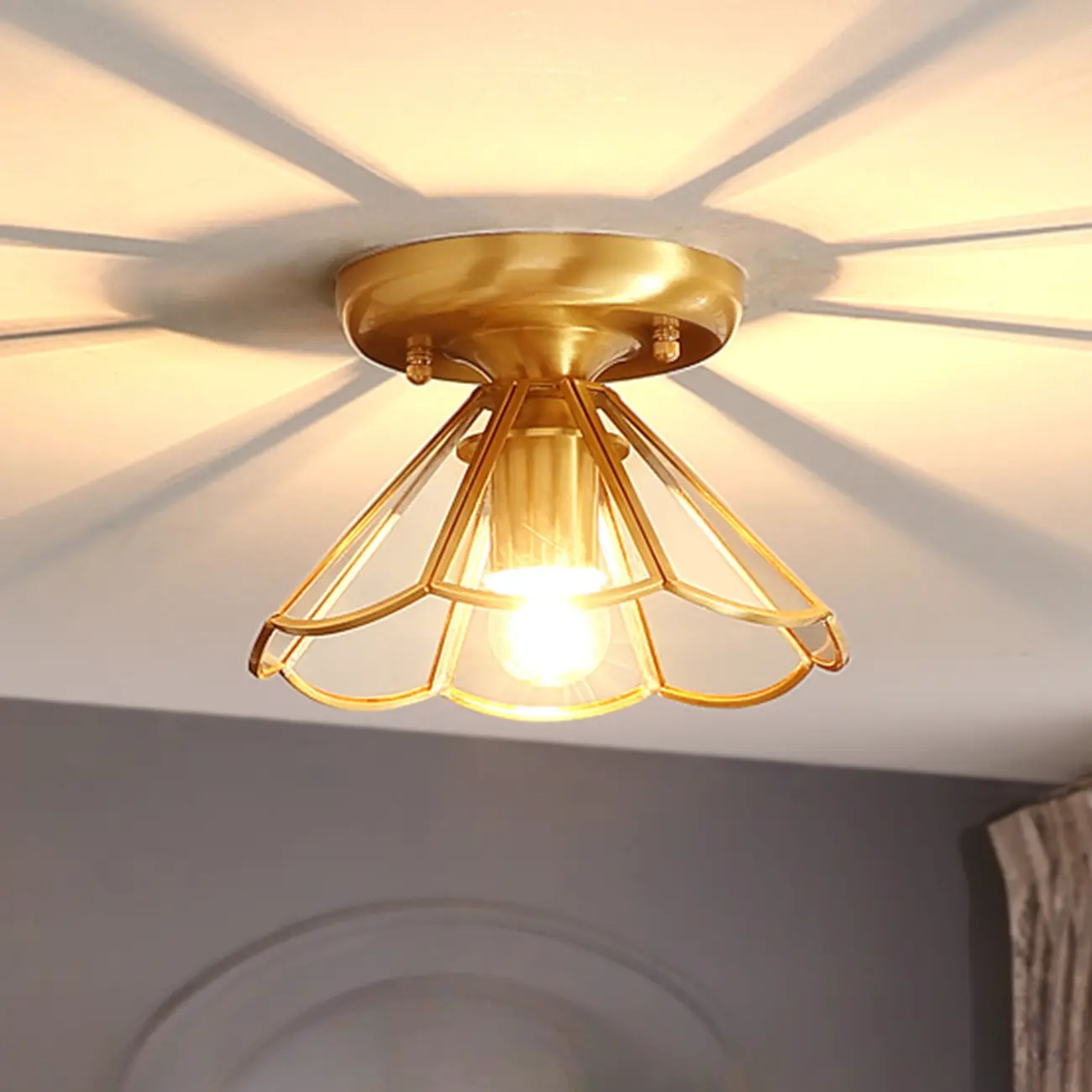 Modern Geometric Semi Flush Ceiling Light for Living Room