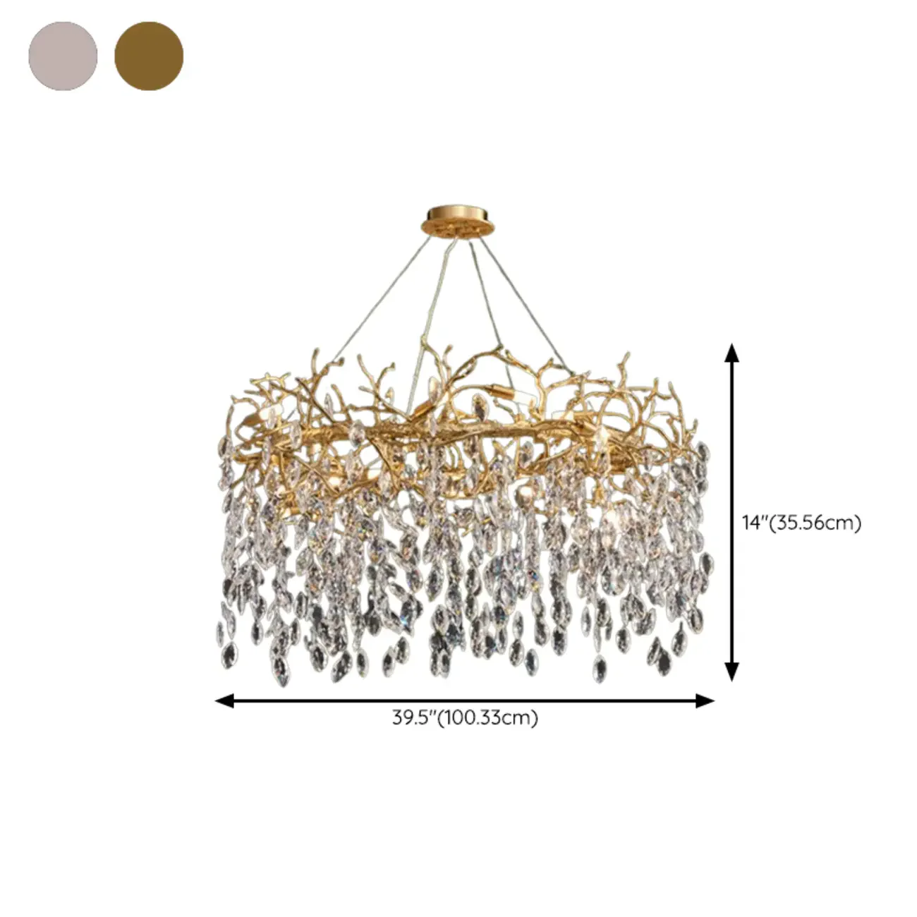 Modern Gold Branch Hoop Elegant Crystal Chandelier