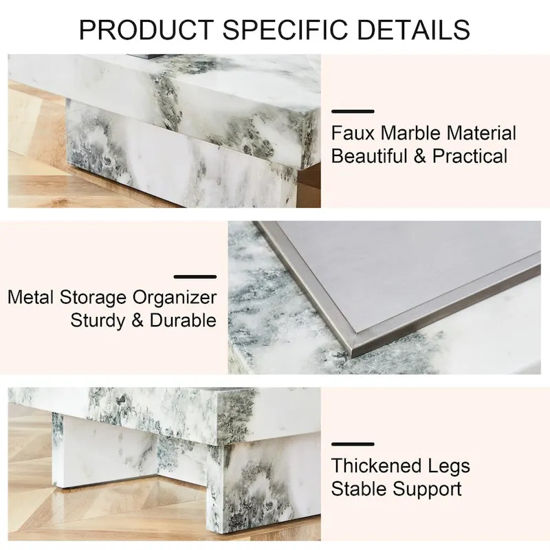 Coffee Table,Imitation Marble Pattern,Made Of Mdf Material,The Fusion Of Elegance And Natural Fashion