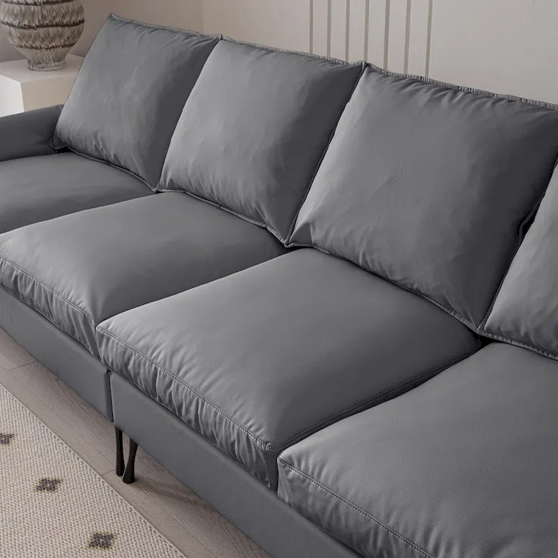Modern L-Shaped Sofa Couch with Convertible Ottoman
