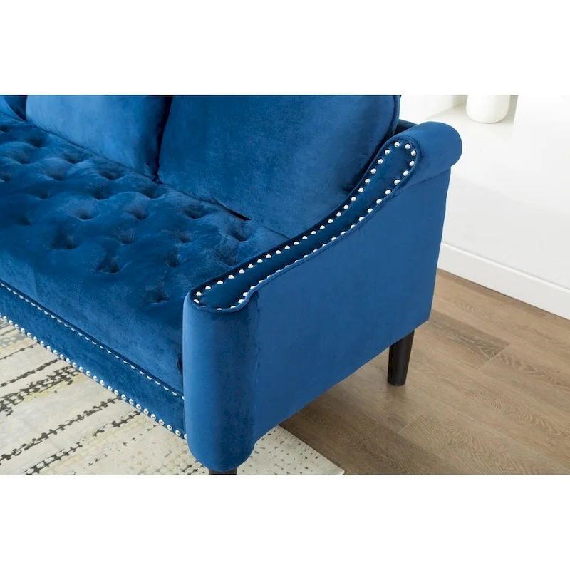 Modern Tufted Fabric Upholstered Sofa with Ottoman
