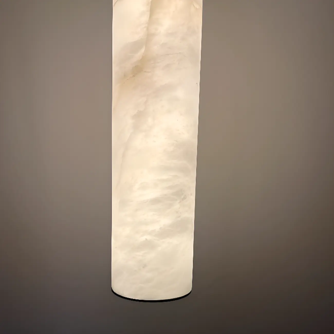 Modern Black Metal Alabaster Cylinder LED Pendant Light