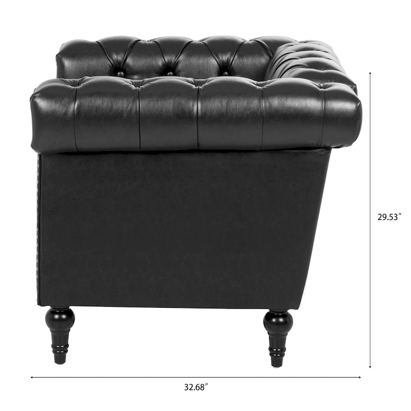 Black Modern 39 Tufted Accent Chair with Nailheads