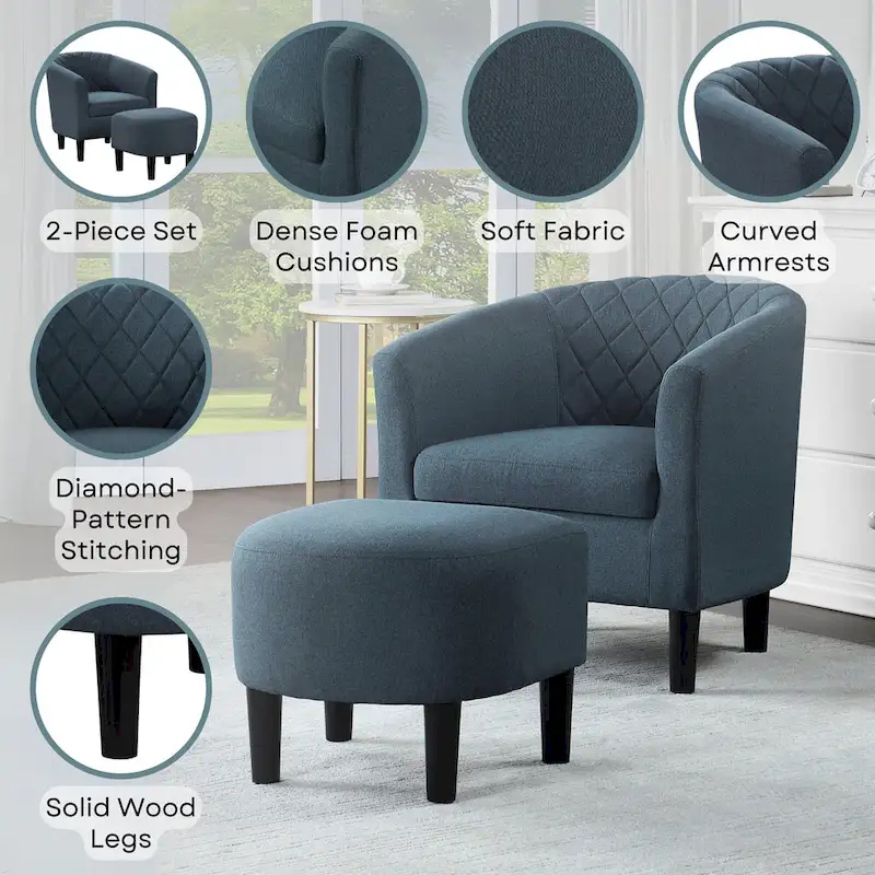 Convenience Concepts Take a Seat Roosevelt Accent Chair with Ottoman