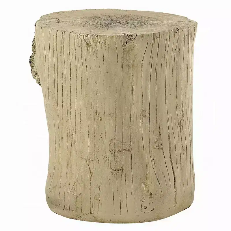 Accent Table, Light Natural Brown Cement, Log Shape, 14 Inch