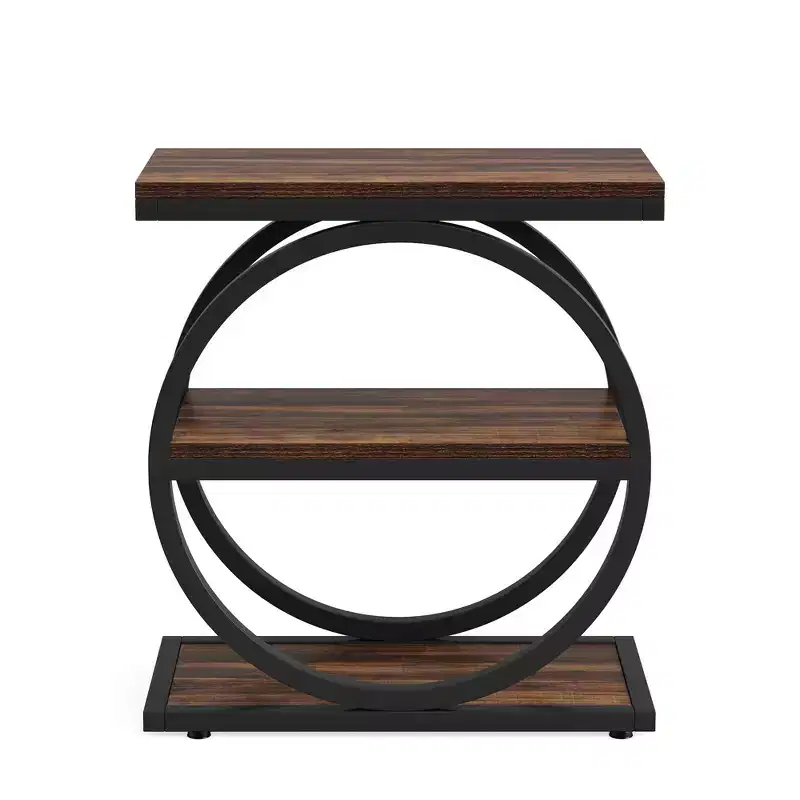 MAYEERTY 2-Pack Rustic Side Table Open Shelf Waterproof Anti-Slip Stable Design