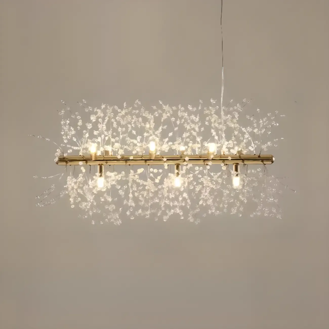 Golden Geometric Crystal Island Light Adjustable Hanging Length