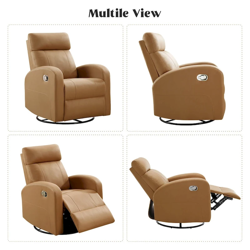 HOMYKA Modern Faux Leather Rocking Recliner with Swivel Set 2