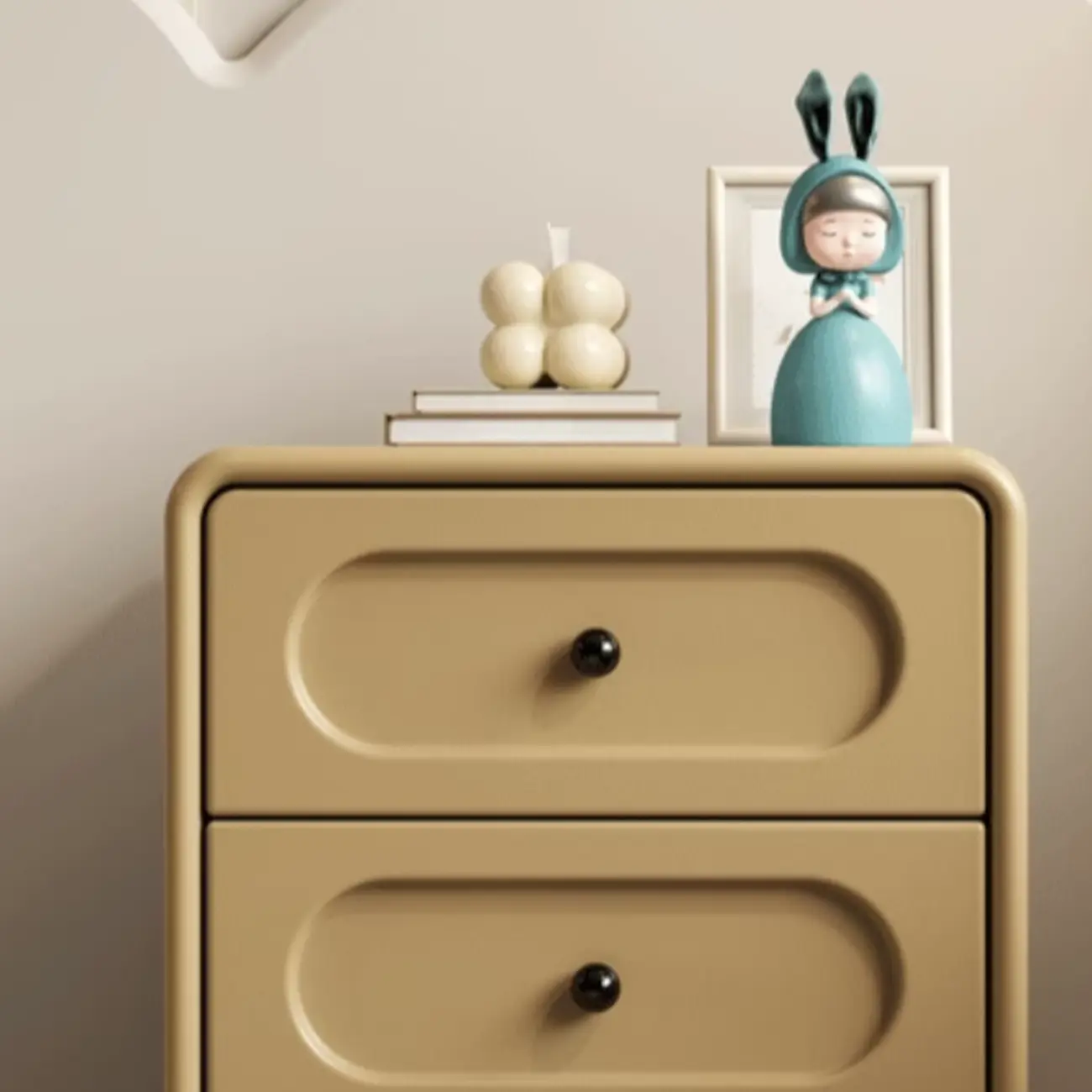 Modern Simple Off-White 3 Drawer Nightstand
