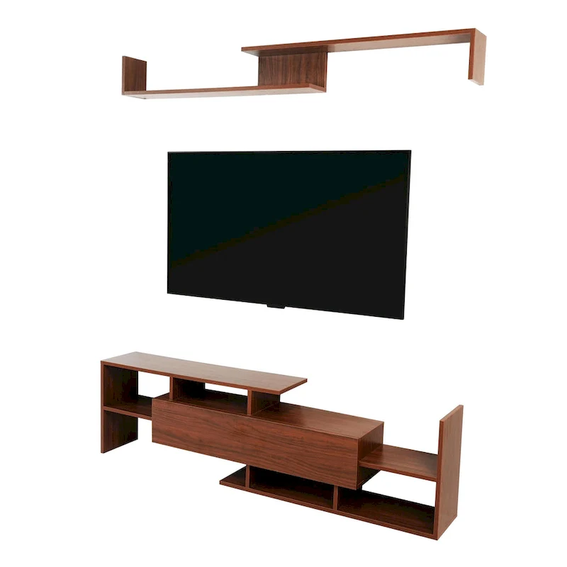 Surrey 60.2 2 Pc 1-Drawer Floating TV Stand Media Console with Open Shelves