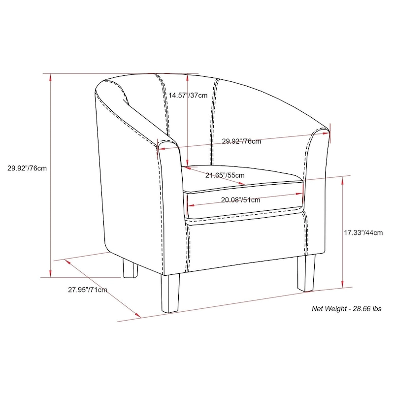 WYNDENHALL Parker 30-in. Wide Tub Chair - 30 inch Wide