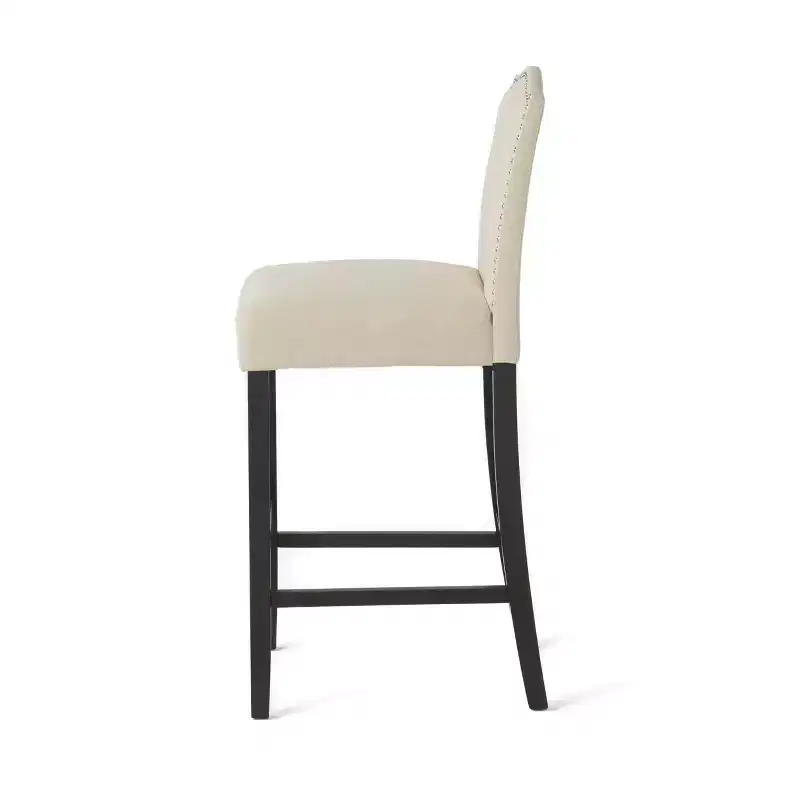 Christopher Knight Home Leona Upholstered Bar Stools with Nailhead Trim and Arched Back (Set of 2)
