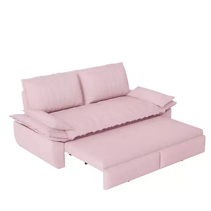 Whisen 3-in-1 Queen Velvet Sleeper Pull Out Sofa Bed, Convertible Loveseat Sofa Couch
