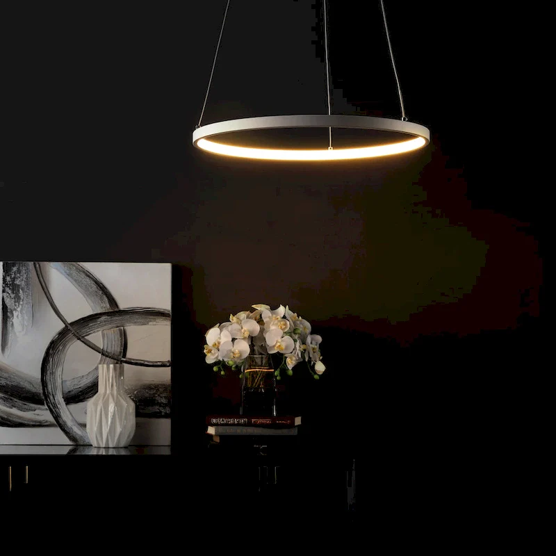 SAFAVIEH Lighting Anamarija 74-inch Modern White Adjustable LED Pendant - 16.5  W x 16.5  L x 12-74  H - 17Wx17Dx61H