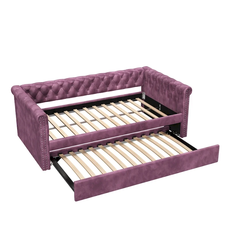 Christopher Knight Home - Augusta Velvet Upholstered Tufted Daybed with Trundle Design