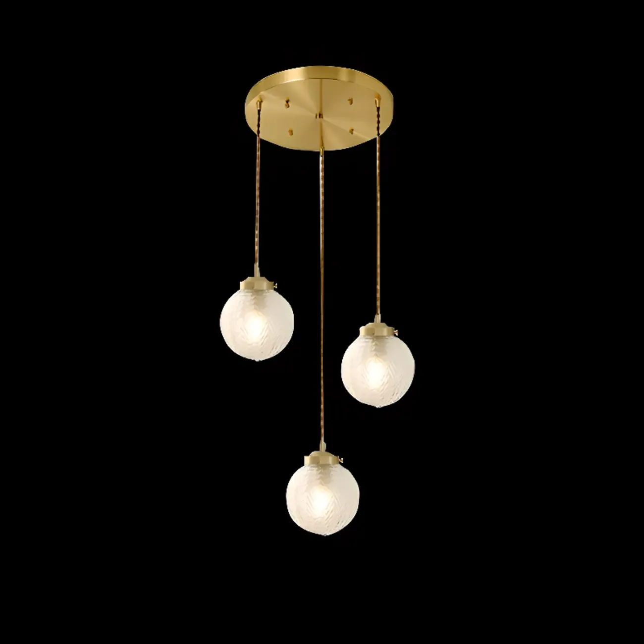 Modern Gold Carved Glass Globe Pendant Light