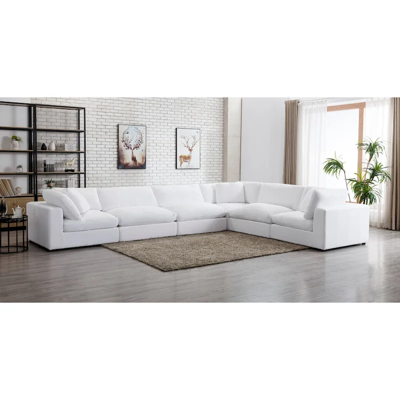 Roundhill Furniture Rivas Contemporary Feather Fill 6-Piece Modular Sectional Sofa